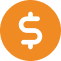 orange circle with a dollar sign inside
