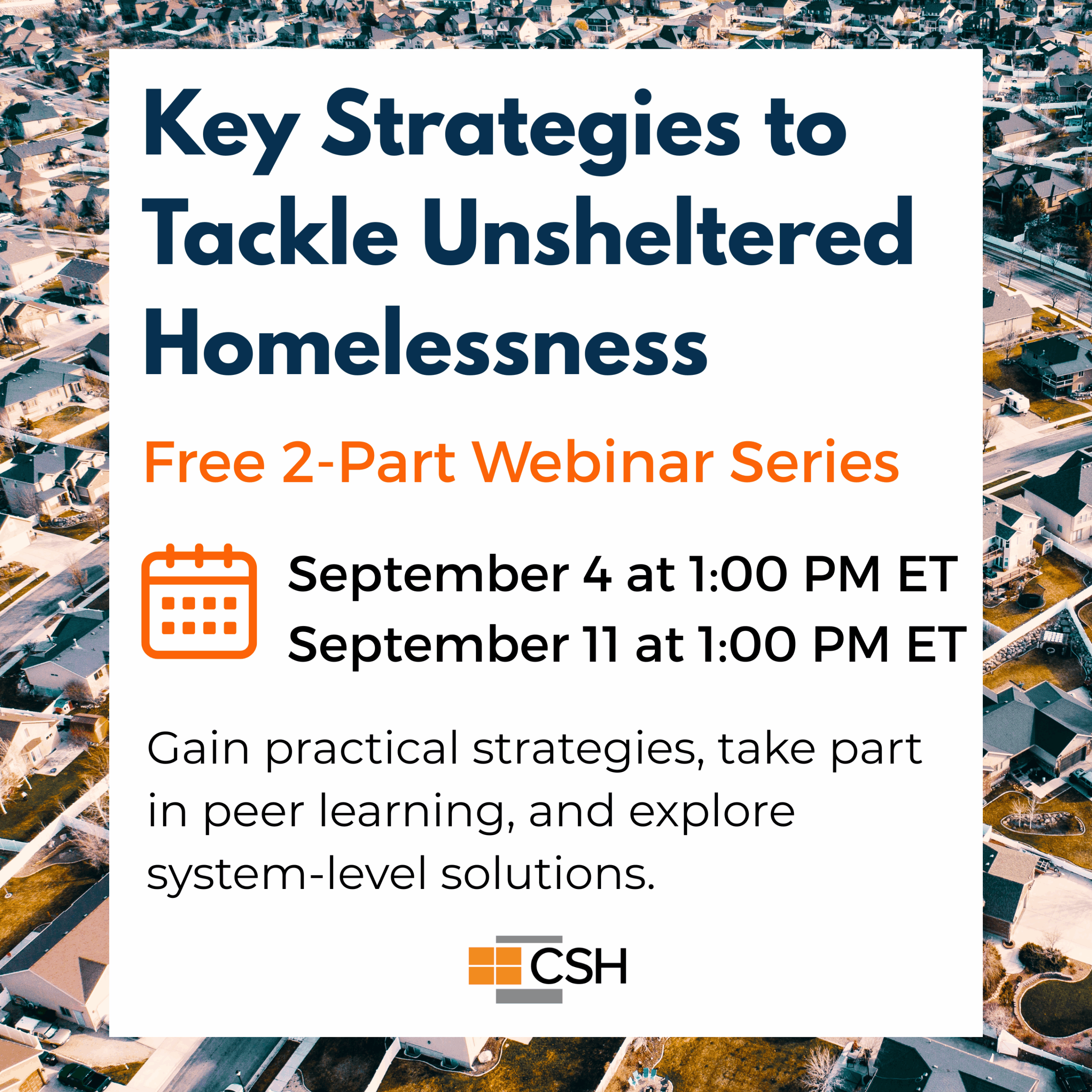 strategies to tackled unsheltered webinar flyer