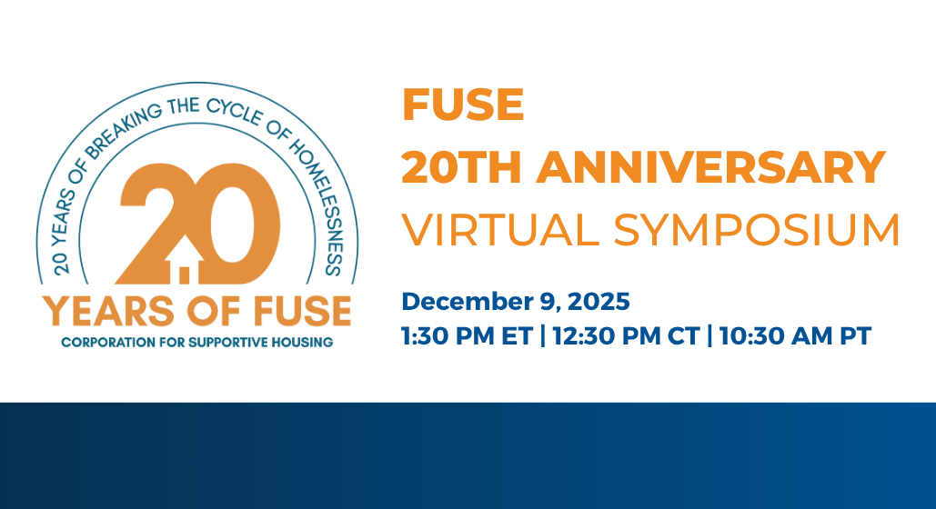 FUSE 20th Anniversary logo alongside text: FUSE 20th Anniversary Virtual Symposium